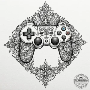 Tattoo design a tiny stylized joystick dotwor... - эскиз тату (№1752662944_0, 16.07.2025 10:49) — tattoo-photo.ru