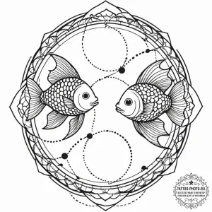 Tattoo design pisces fish, one symbolizing th... - эскиз тату (№1752663738_0, 16.07.2025 11:02) — tattoo-photo.ru