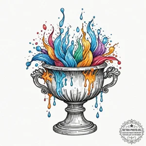 Tattoo sketch aquarius's water pouring from a... - эскиз тату (№1752663815_0, 16.07.2025 11:03) — tattoo-photo.ru