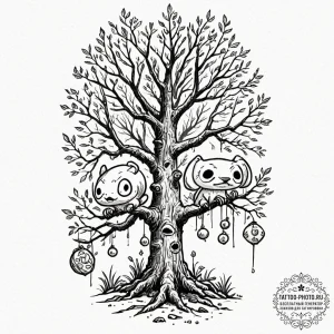 A sketch of the kodama (tree spirits) from pr... - эскиз тату (№1752664702_0, 16.07.2025 11:18) — tattoo-photo.ru
