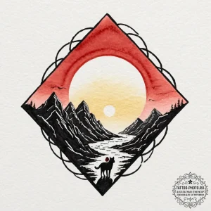 A watercolor sketch of the wakandan sunset,,... - эскиз тату (№1752667070_0, 16.07.2025 11:57) — tattoo-photo.ru