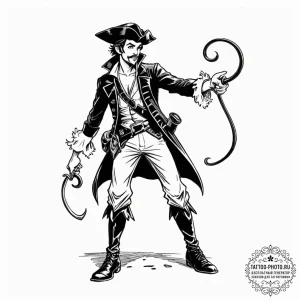 A neo-traditional tattoo of peter pan fightin... - эскиз тату (№1752667731_0, 16.07.2025 12:08) — tattoo-photo.ru