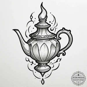 A minimalist tattoo of the magic lamp from al... - эскиз тату (№1752668043_0, 16.07.2025 12:14) — tattoo-photo.ru