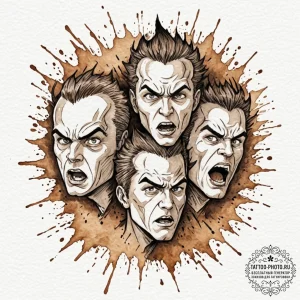 A graphic novel panel of the "diabolical" exp... - эскиз тату (№1752669921_0, 16.07.2025 12:45) — tattoo-photo.ru