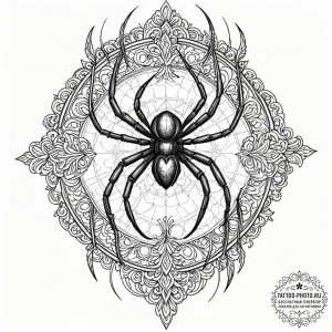 Black widow (spider), tattoo drawing outline,... - эскиз тату (№1752670099_0, 16.07.2025 12:48) — tattoo-photo.ru