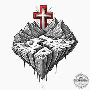 Tattoo sketch an earth tremor causing rocks t... - эскиз тату (№1752671757_0, 16.07.2025 13:15) — tattoo-photo.ru
