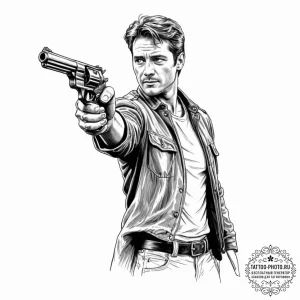 A sketch of captain malcolm reynolds from fir... - эскиз тату (№1752671914_0, 16.07.2025 13:18) — tattoo-photo.ru