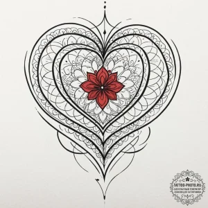 Tattoo design a geometric heart with a single... - эскиз тату (№1752672694_0, 16.07.2025 13:31) — tattoo-photo.ru