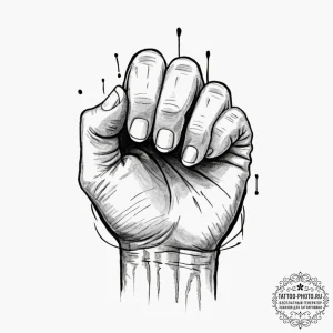 Tattoo sketch a close-up of a fist, showing e... - эскиз тату (№1752672851_0, 16.07.2025 13:34) — tattoo-photo.ru
