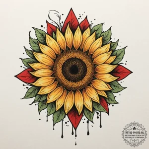Tattoo design: a neo-traditional kolovrat, su... - эскиз тату (№1752673083_0, 16.07.2025 13:38) — tattoo-photo.ru