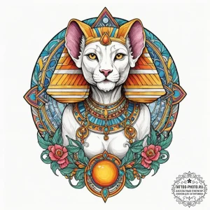 Sphinx, concept art for tattoo, neo tradition... - эскиз тату (№1752674509_0, 16.07.2025 14:01) — tattoo-photo.ru
