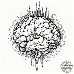 Tattoo design a complex brain or mind represe... - эскиз тату (№1752674668_0, 16.07.2025 14:04) — tattoo-photo.ru