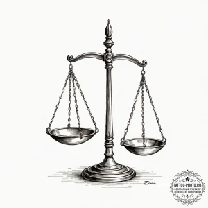 Tattoo sketch libra's scales, balanced by two... - эскиз тату (№1752675859_0, 16.07.2025 14:24) — tattoo-photo.ru