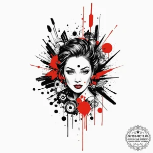 Pacific, tattoo line art, trash polka tattoo... - эскиз тату (№1752676497_0, 16.07.2025 14:34) — tattoo-photo.ru