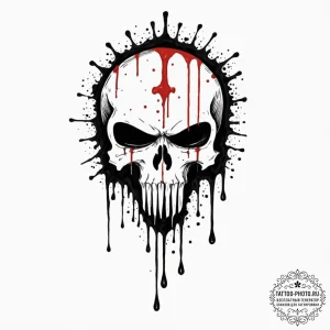 A trash polka composition of the punisher sku... - эскиз тату (№1752677462_0, 16.07.2025 14:51) — tattoo-photo.ru