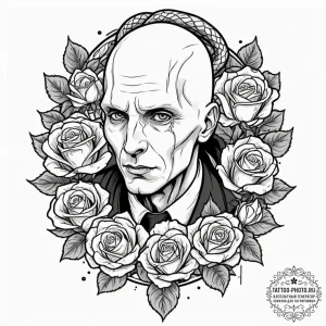 A graphic novel style portrait of lord voldem... - эскиз тату (№1752678632_0, 16.07.2025 15:10) — tattoo-photo.ru