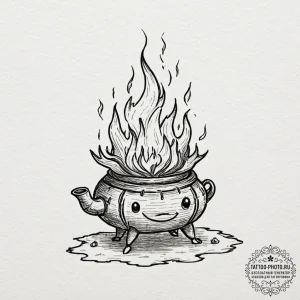 A sketch of calcifer the fire demon from howl... - эскиз тату (№1752679646_0, 16.07.2025 15:27) — tattoo-photo.ru