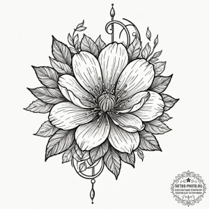 Flower, tattoo sketch design, sepia tone sket... - эскиз тату (№1752681129_0, 16.07.2025 15:52) — tattoo-photo.ru