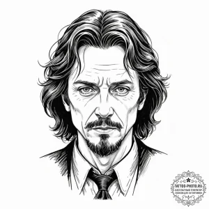 A graphic novel style portrait of sirius blac... - эскиз тату (№1752681207_0, 16.07.2025 15:53) — tattoo-photo.ru
