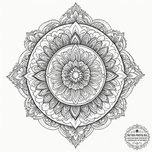 Tattoo design: a geometrical mandala incorpor... - эскиз тату (№1752681830_0, 16.07.2025 16:03) — tattoo-photo.ru