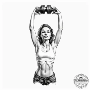 Tattoo design a weight being lifted, showing... - эскиз тату (№1752682218_0, 16.07.2025 16:10) — tattoo-photo.ru