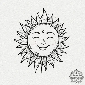 Tattoo sketch a simple, happy sun or moon wit... - эскиз тату (№1752682764_0, 16.07.2025 16:19) — tattoo-photo.ru