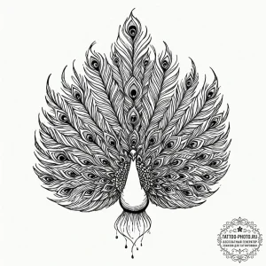 Peacock feather, tattoo drawing outline, blac... - эскиз тату (№1752683001_0, 16.07.2025 16:23) — tattoo-photo.ru