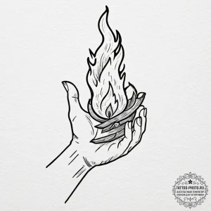 Tattoo sketch a hand protecting a flame, symb... - эскиз тату (№1752684038_0, 16.07.2025 16:40) — tattoo-photo.ru