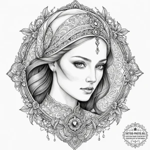 A watercolor portrait of lady jessica with be... - эскиз тату (№1752684668_0, 16.07.2025 16:51) — tattoo-photo.ru