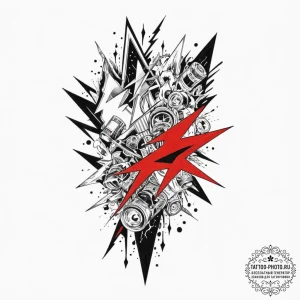 Lightning, tattoo flash sheet design, trash p... - эскиз тату (№1752685973_0, 16.07.2025 17:12) — tattoo-photo.ru