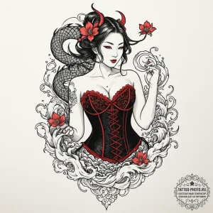 Tattoo design a lace pattern forming a sensua... - эскиз тату (№1752687367_0, 16.07.2025 17:36) — tattoo-photo.ru