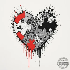 Tattoo design two halves of a puzzle that for... - эскиз тату (№1752687695_0, 16.07.2025 17:41) — tattoo-photo.ru