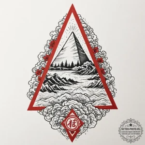 Tattoo design an ancient pyramid with glowing... - эскиз тату (№1752688260_0, 16.07.2025 17:51) — tattoo-photo.ru