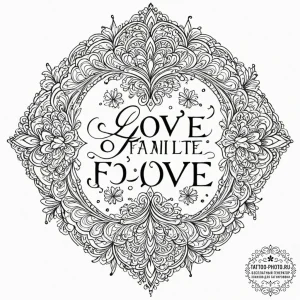 Tattoo sketch a quote about love or family, s... - эскиз тату (№1752688669_0, 16.07.2025 17:57) — tattoo-photo.ru