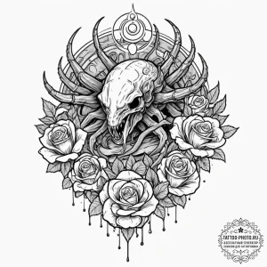 A trash polka design of the sarlacc pit, chao... - эскиз тату (№1752688748_0, 16.07.2025 17:59) — tattoo-photo.ru