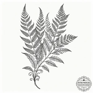 Tattoo sketch a detailed fern leaf, showing i... - эскиз тату (№1752689320_0, 16.07.2025 18:08) — tattoo-photo.ru