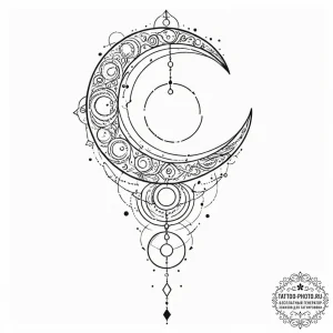Tattoo design: a geometric lunitsa with preci... - эскиз тату (№1752690218_0, 16.07.2025 18:23) — tattoo-photo.ru