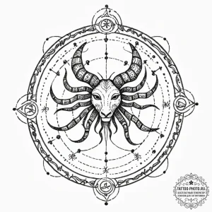 Tattoo sketch a zodiac glyph with a rough, ha... - эскиз тату (№1752690301_0, 16.07.2025 18:25) — tattoo-photo.ru