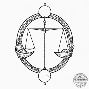 Tattoo sketch libra's scales where one pan ho... - эскиз тату (№1752691116_0, 16.07.2025 18:38) — tattoo-photo.ru