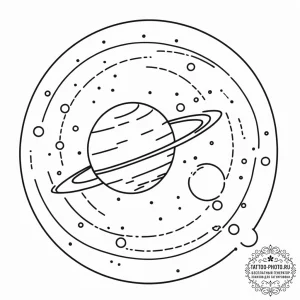 Jupiter (planet), tattoo line art, black outl... - эскиз тату (№1752691279_0, 16.07.2025 18:41) — tattoo-photo.ru