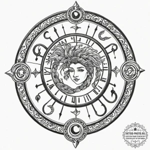 Tattoo design a zodiac symbol with a keyhole... - эскиз тату (№1752691522_0, 16.07.2025 18:45) — tattoo-photo.ru