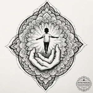 Tattoo design a silhouette of a father figure... - эскиз тату (№1752693057_0, 16.07.2025 19:10) — tattoo-photo.ru