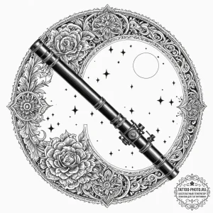 Tattoo design two halves of a telescope, look... - эскиз тату (№1752693295_0, 16.07.2025 19:14) — tattoo-photo.ru