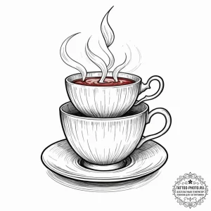 Tattoo sketch a warm cup of coffee or tea, wi... - эскиз тату (№1752695788_0, 16.07.2025 19:56) — tattoo-photo.ru
