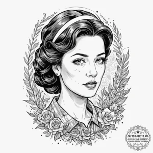 A neo-traditional portrait of marge gunderson... - эскиз тату (№1752696348_0, 16.07.2025 20:05) — tattoo-photo.ru