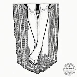 A person's feet dangling over the edge of a s... - эскиз тату (№1752696429_0, 16.07.2025 20:07) — tattoo-photo.ru