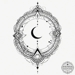 Tattoo design: a geometric lunitsa with preci... - эскиз тату (№1752696508_0, 16.07.2025 20:08) — tattoo-photo.ru