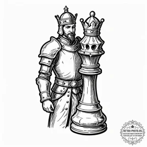 Tattoo design a stylized chess piece (king or... - эскиз тату (№1752696828_0, 16.07.2025 20:13) — tattoo-photo.ru
