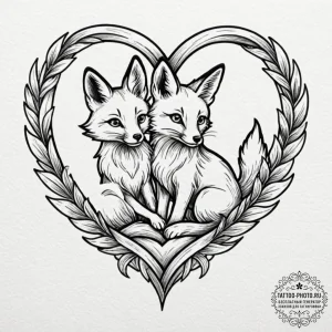 Tattoo design two foxes, their tails forming... - эскиз тату (№1752697630_0, 16.07.2025 20:27) — tattoo-photo.ru