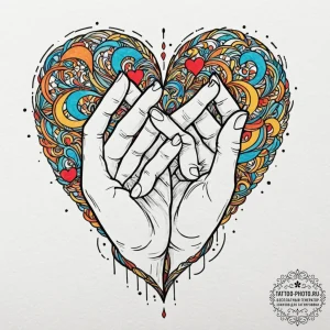 Tattoo sketch a heart shape created by the ne... - эскиз тату (№1752698271_0, 16.07.2025 20:37) — tattoo-photo.ru